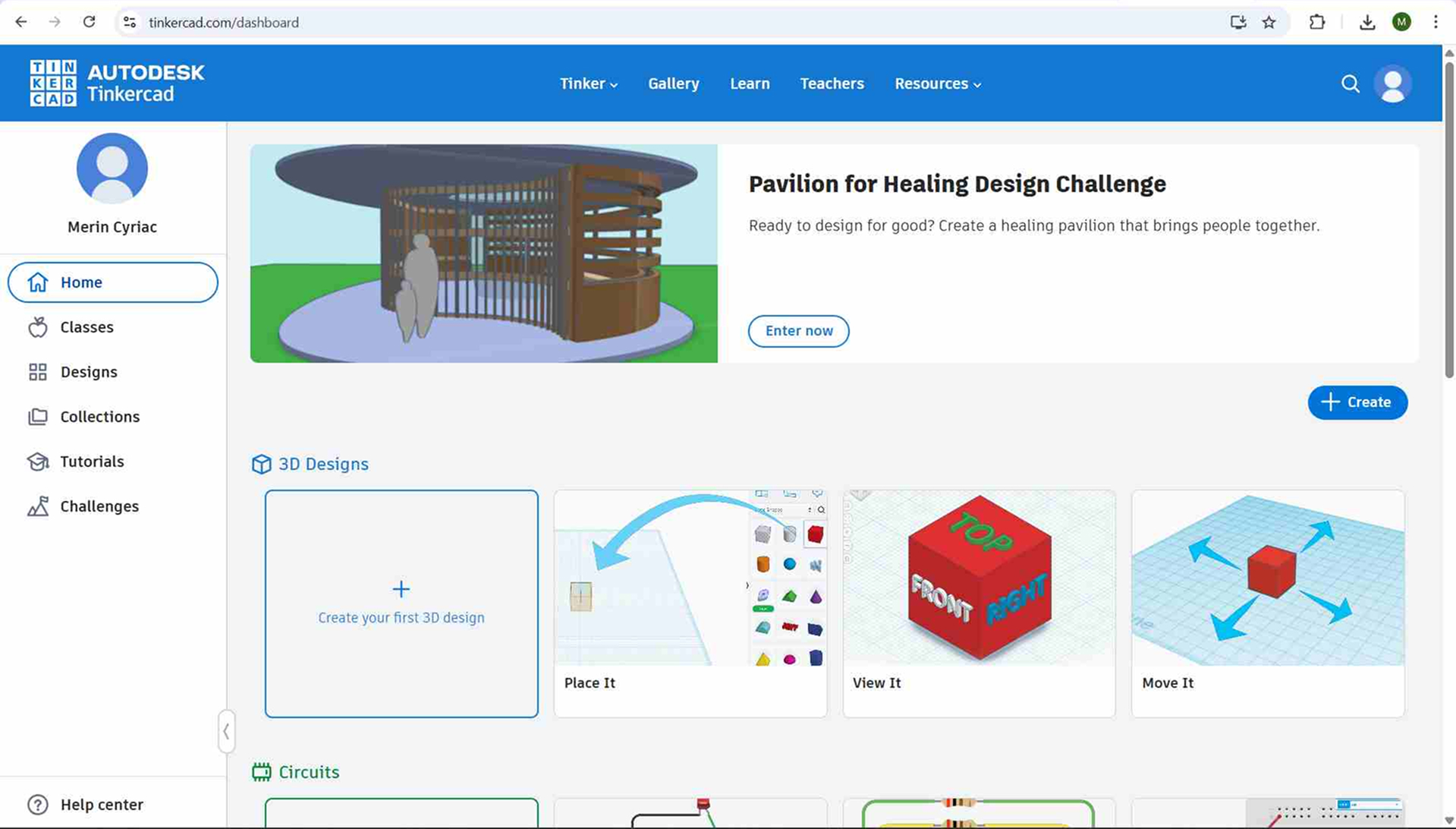 Tinkercad home page